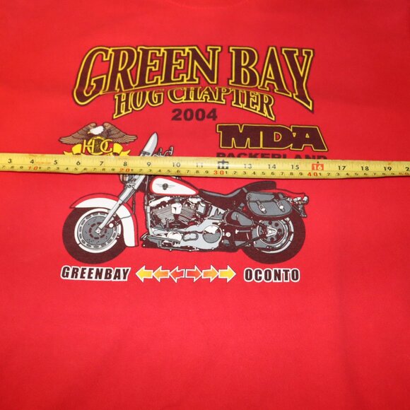 Green Bay Hog Chapter 2004 Red T-Shirt – Harley Owners Group – Size XL. Vintage - Picture 8 of 9